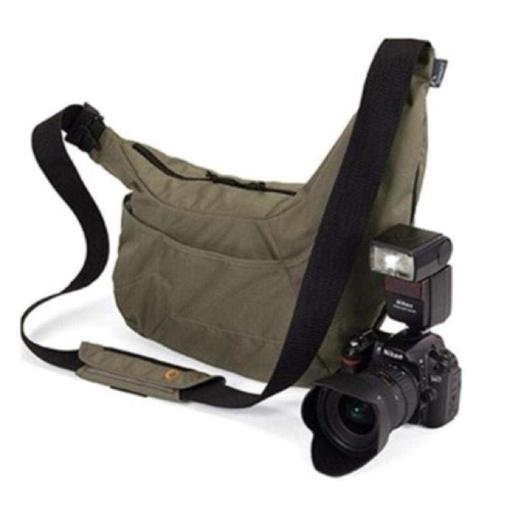 Lowepro Passport Crossbody Sling Expand Camera Bag Khaki Adjust Strap Pockets